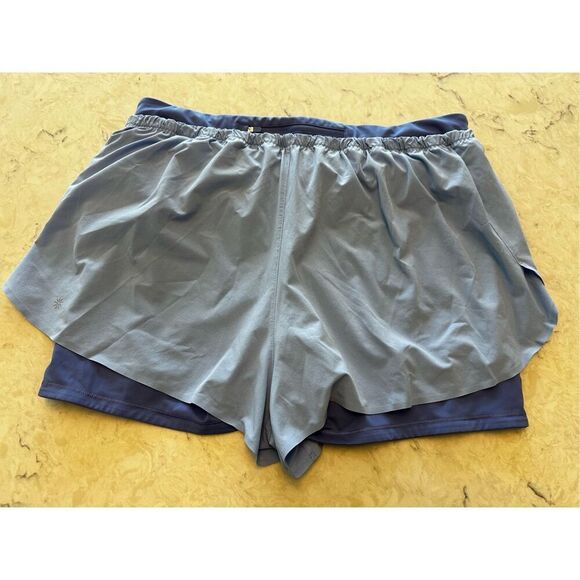 Athleta Mile Marker 2n1 Running Shorts Blue Purple Women’s Sz XL - Picture 2 of 8